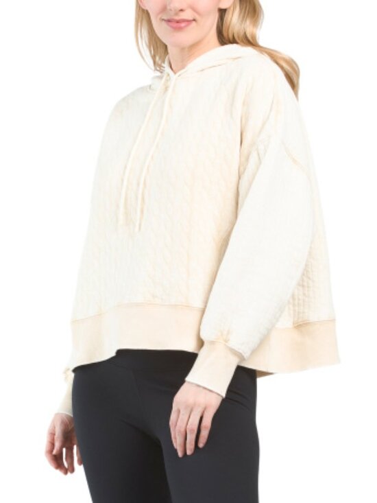 HARMONY & BALANCE Tops - NWT HARMONY & BALANCE Oversized Cotton Washed Jacquard Hoodie Size XS